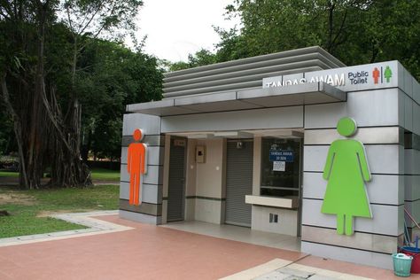 Public Toilet Design, Outdoor Restroom, Public Restroom Design, Toilet Day, Ladies Toilet, World Toilet Day, Ladies Bathroom, Outside Toilet, Toilet Outdoor