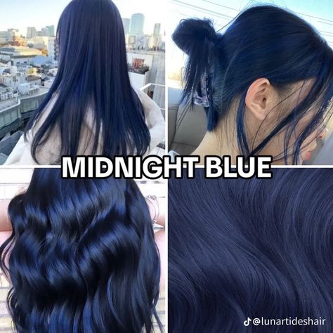 Temporary Dye For Dark Hair, Navy Dyed Hair, Cobalt Hair Color, Purple And Indigo Hair, Hair Dye Colors Blue, Dark Blue And Teal Hair, Blue On Brown Hair No Bleach, Dark Ashy Blue Hair, Blue Hair Dye Ideas For Brunettes