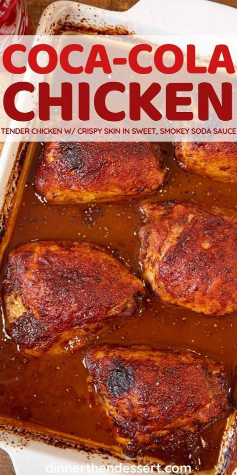 Coca Cola Recipes, Coke Recipes, Coke Chicken, Coca Cola Chicken, Cola Recipe, Cola Chicken, Dinner Then Dessert, Tender Meat, Yummy Chicken