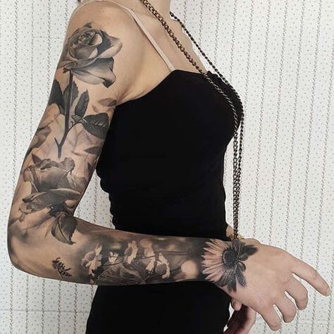 Arm Tattoos for Women - Ideas and Designs for Girls Filler Tattoo, Arm Sleeve Tattoos For Women, Buddha Tattoo Design, Tattoos Geometric, Full Sleeve Tattoos, Tattoo Arm, Most Popular Tattoos, Arm Sleeve Tattoos, Best Sleeve Tattoos