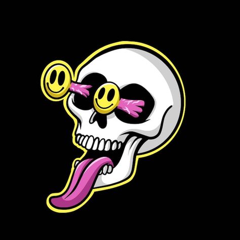 Half Skull Face, Skull Eyes, Streetwear Cartoon, Happy Skull, Smiling Skull, Cartoon Skull, Half Skull, Skeleton Face, Skull Illustration