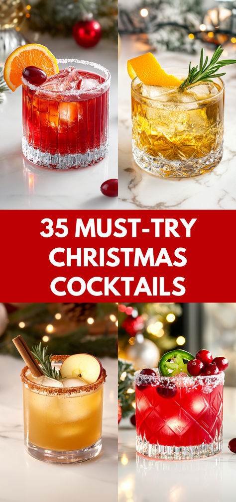 Christmas Cocktails Christmas Day Drinks Holiday Cocktails, Fun Holiday Alcoholic Drinks, Red Christmas Cocktails Holiday Drinks, Kahlua Christmas Drinks, Christmas Drinks With Amaretto, Drinks For Christmas Party Alcoholic, Christmas Cocktail In Ornament, Holiday Booze Drinks, Seasonal Alcoholic Drinks