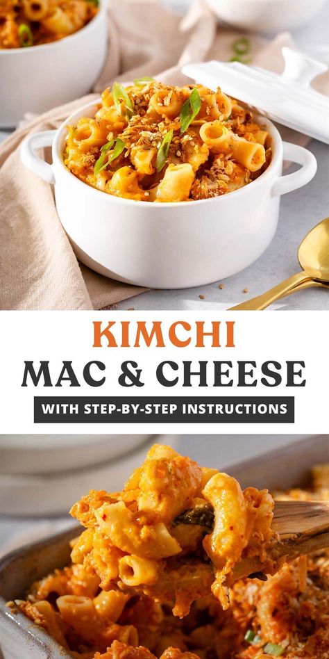 Asian Fusion Recipes, American Dinner, Pasta Noodle Recipe, Fusion Recipes, Kimchi Recipe, Food Ideas Recipes, Mac And Cheese Recipe, Korean Recipes, American Recipes