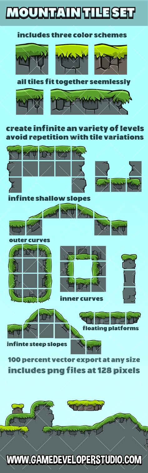 2d Tileset Platform, Tile Map Game 2d, 2d Platformer Tileset, 2d Platformer, Platformer Game, Game Background Art, Pixel Art Landscape, Video Game Sprites, Tiles Game