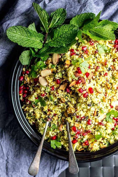 Persian Cauliflower, Persian Spices, Epic Salads, Persian Salad, Cauliflower Couscous, Cauliflowers, Paleo Foods, Almost Christmas, Pomegranate Salad