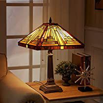 Check this out! Craftsman Home Decor, Bedside Reading Lamps, Stained Table, Tiffany Style Table Lamps, Tiffany Style Lamp, Tiffany Table Lamps, Amber Brown, Lamp Bedside, Glass Desk