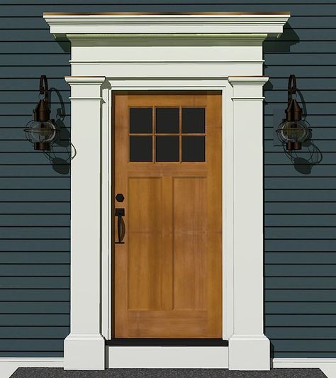 Front Door Crown Molding Exterior, Front Door Pediment Ideas, Dutch Colonial House Exterior Front Doors, Molding Around Front Door, Front Door Moulding Exterior, Front Door Trim Ideas Moldings Exterior, Trim Around Front Door Exterior, Exterior Door Frame Molding, Exterior Door Molding