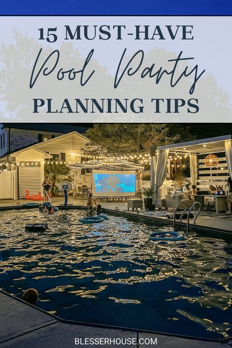 Pool Party Ideas For Adults Backyards, Pool Party Planning Checklist, Pool Side Birthday Party Ideas, Pool Opening Party Ideas, Poolside Must Haves, Backyard Pool Party Ideas Adults, Outdoor Pool Party Ideas, Summer Pool Party Ideas Decoration, Pool Party Must Haves