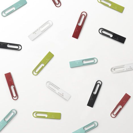 Japanese designers Nendo have combined a USB stick with a giant paperclip Paper Clips, Usb Stick, Design