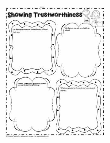 Trustworthy Worksheet Trustworthiness Activities For Kids, Trustworthy Activities, Honesty Worksheets Free Printable, Honesty Worksheet, Resilience Worksheets, Integrity Lessons For Elementary, Honesty Lesson, Character Worksheets, Teaching Responsibility