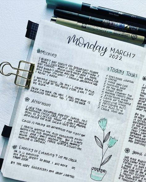 Daily Spread Bullet Journal on Hobonichi Plain Notebook a5 Bullet Journal First Page, Bullet Journal Daily Spread, Bullet Journal Mental Health, Daily Bullet Journal, Bullet Journal Work, Goals Bullet Journal, Plain Notebook, Bullet Journal Ideas Templates, Bullet Journal Mood Tracker Ideas