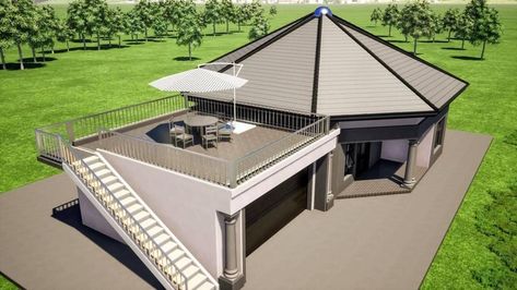 Hexagon House Design, Rondavel House Designs, Hexagon House, African Homes, House Plans Modern, Round House Plans, Octagon House, Guest House Plans, Modern Bungalow House Design