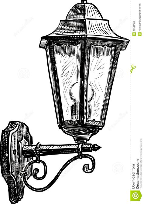 Vintage Street Lamp Drawing, Street Lamp Drawing, Lamp Design Drawing, Vintage Street Lamp, Lamp Sketch, Lamp Drawing, Lantern Drawing, Lamp Tattoo, Pencil Drawing Images