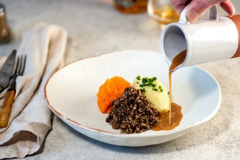 How to make Haggis, Neeps & Tatties with Whisky Sauce Haggis Neeps And Tatties, Creamy Peppercorn Sauce, Whisky Sauce, Whiskey Sauce, Peppercorn Sauce, Scottish Recipes, Burns Night, Brown Sauce, The Leftovers