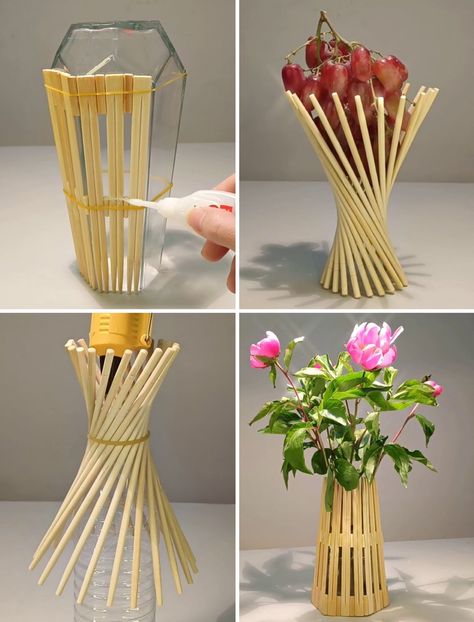 Wooden Chopsticks Craft, Diy Chopsticks, Chopsticks Crafts, Hobbies Ideas, Using Chopsticks, Wooden Chopsticks, Bamboo Stick, Things To Make, Center Pieces