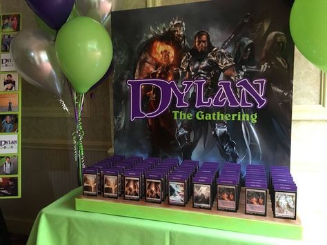 Magic The Gathering Seating Card Display - DOWNLOAD Seating Card Display, Place Card Ideas, Invitation Card Party, Magic Party, Custom Playing Cards, Event Design Inspiration, Custom Chocolate, Seating Cards, Card Display