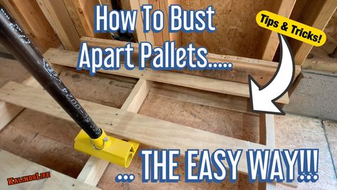 In this video I’ll show you the EASIEST way to break down a pallet! You will not break a sweat and only one person needed!!! Pallet Buster, Take Apart, Thumbs Up, Wood Projects, Youtube Videos, Don't Forget, Tools