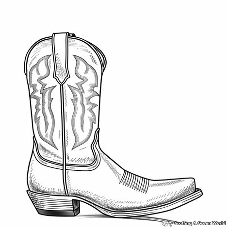 Cowboy Boot Sketch, Boot Coloring Page, Cowboy Boot Pattern, Cowboy Coloring Pages, Cowboy Boots Pattern, Cowboy Boots Drawing, Quilted Shoes, Kindergarten Coloring Pages, Boots Patterns