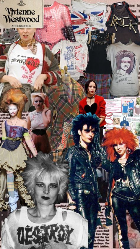 Punk Fashion 70s, 70s Punk Aesthetic, British Punk Fashion, Punk Fashion Aesthetic, Punk Moodboard, Charlie Core, Punk Graphic Design, Vivienne Westwood Punk, 80s Punk Rock