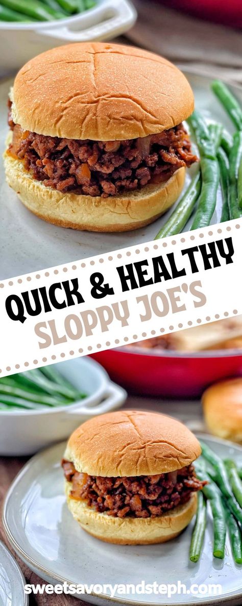 Weight Watchers Sloppy Joes, Sweet Sloppy Joe Recipe, Sweet Sloppy Joes, Ground Turkey Sloppy Joes, Healthy Sloppy Joe Recipe, Fluffy Bun, Healthy Sloppy Joes, Sloppy Joe Recipe Easy, Turkey Sloppy Joes