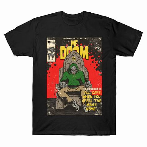 Mf Doom Shirt, Mf Doom T Shirt, Mf Doom, T Shirt Image, Unique Shirt, Guy Names, Soft Shorts, Hip Hop Fashion, Branded T Shirts