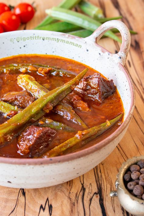 Khoresh-e Bamieh - Persian Lamb and Okra Stew — I got it from my Maman Ocra Recipe, Bamieh Recipe, Food Iranian, Persian Food Iranian Cuisine, Iranian Dishes, Lamb Stew Recipes, Okra Stew, Iran Food, Weekly Dinner Menu