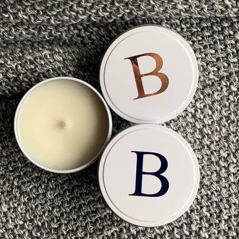 B is to Believe! Sunday affirmations ✨  Monogrammed candles that give the little bit of extra.   8oz tin filled with soy wax and your choice   #monogram #monogrammedgifts #monogrameverything #smallgiftideas #candles #candlesofinstagram #personalisedgift Name Candles, Candle Monogram, Circle Candle Labels, Black Number Candle, Monogram Candle, Personalised Pillar Candles, Green Tea Lemon, Personalized Candles, Tin Candles