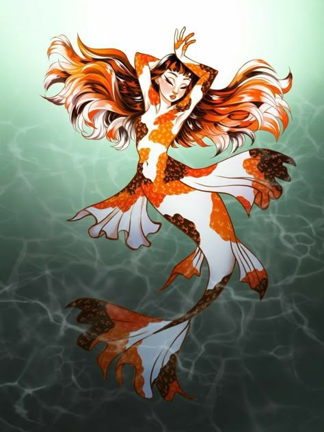 Koi Mermaid, Anime Mermaid, Mermaid Artwork, Arte Do Kawaii, Mermaid Drawings, Male Character, Mythical Creatures Art, Mythological Creatures, Creature Concept Art