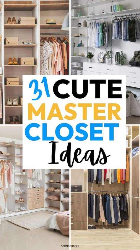 Save Master Closet Design Layout, Small Walk In Closet Ideas Layout, Master Closet Ideas, Bedroom Closet Ideas, Narrow Closet Design, Walkin Closets Design, Small Master Closet, Organizing Walk In Closet, Stylish Master Bedrooms