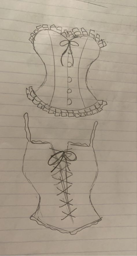 Corset Dress Sketch, Dress Tutorials Drawing, How To Draw A Corset, How To Draw Skirts, Drawings Of Clothes, Corset Drawing, Fashion Drawing Sketches, Indie Drawings, Fashion Drawing Tutorial