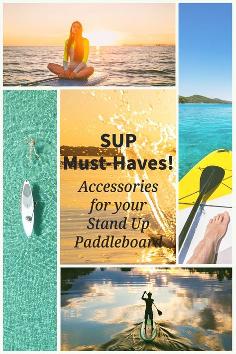 Collage of images showing people on stand up paddleobards Paddle Board Storage, Paddle Board Design, Best Inflatable Paddle Board, Paddle Board Accessories, Kayak Storage, Surfing Swimwear, Sup Accessories, Inflatable Sup, Standup Paddle Board