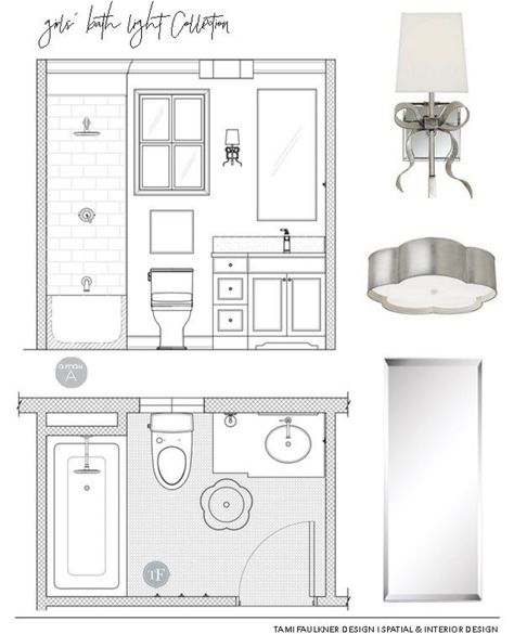 Bathroom Design Sketch, Bathroom Elevation Drawing, Bathroom Design Plan, Girls Bathroom Design, Croquis Architecture, Tami Faulkner, Cabinet Depth, Bathroom Organization Ideas, Interior Design Sketchbook