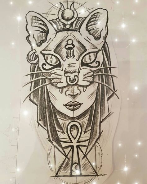 Sekhmet Goddess Tattoo, Bastet Goddess Tattoo, Sekhmet Tattoo, Egyptian Tattoo For Women, Bast Tattoo, Egyptian Queen Tattoos, Bastet Tattoo, Egyptian Cat Tattoos, Ink Tattoo Design