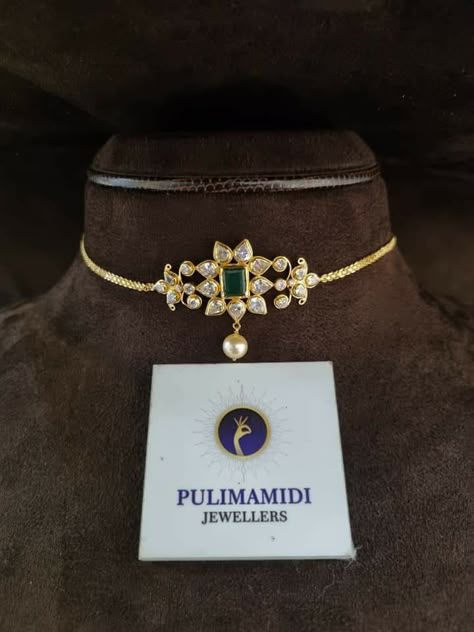 Light Weight Gold Choker Necklace Designs, Modern Indian Gold Jewellery, Light Weight Chokers In Gold, Light Weight Kante Designs, Simple Gold Choker Designs, Simple Choker Designs, Simple Gold Choker Necklace Designs, 15grams Gold Necklace Designs, Light Weight Kasulaperu Designs