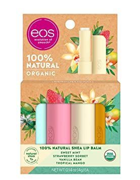 eos 100% Natural & Organic Lip Balm Sticks, Lip Care Variety Pack, Sweet Mint, Strawberry Sorbet, Vanilla Bean, Tropical Mango, 4 Pack Eos Chapstick, Shea Butter Lip Balm, Burts Bees Lip Balm, Burts Bees Lip, Lip Balm Stick, Strawberry Sorbet, Eos Lip Balm, Sweet Mint, Beeswax Lip Balm