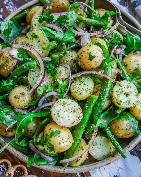 Pea & Edamame + Baby Potatoes and Green Bean Salads – Happy Skin Kitchen Cottage Birdhouse, Bean Salads, Green Bean Salad, Green Bean Salads, One Pot Dinners, Baby Potatoes, Happy Skin, Bean Salad, Green Bean