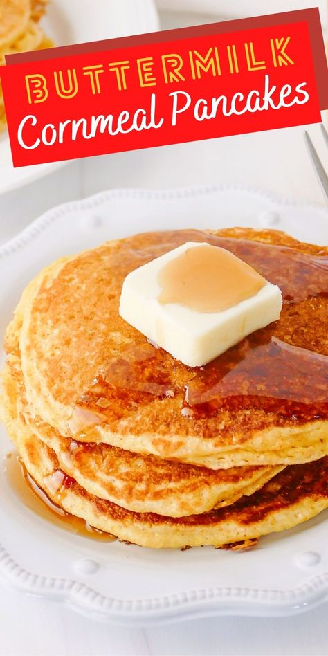 Gluten Free Cornmeal Pancakes, Pancake Recipe Fluffy, Johnny Cakes Recipe, Johnny Cakes, Cornmeal Recipes, Cornmeal Pancakes, Freeze Pancakes, How To Cook Pancakes, Recipe For Breakfast