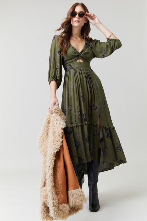 Boho Cottage Core, Hole Dress, Francescas Dresses, Cute Maxi Dress, Short Maxi Dress, Olive Dress, Tie Maxi Dress, Boho Cottage, Maxi Sundress