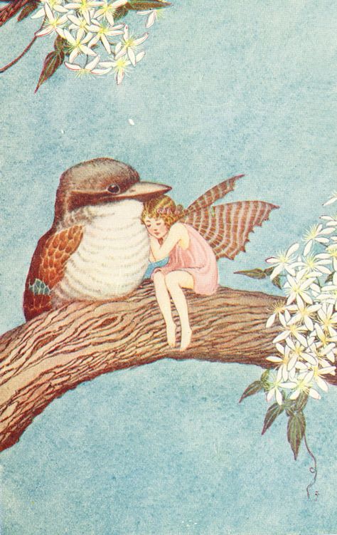 Janet and the Fairies by OUTHWAITE, Ida Rentoul - Jonkers Rare Books Kookaburra Illustration, Ida Rentoul Outhwaite, Postcard Illustration, Australian Vintage, Fairy Illustration, Sculpture Garden, Fairies Elves, Vintage Fairies, Fairy Magic