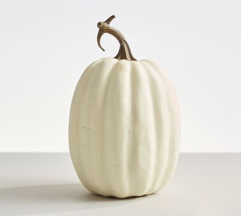 Halloween Home Decor & Halloween Decorations | Pottery Barn Pottery Barn Pumpkin, Pumpkin Shapes, Natural Fall Decor, Fall Displays, White Pumpkin Decor, Coffee Table Vignettes, Large Pumpkins, Pumpkin Display, Academia Decor