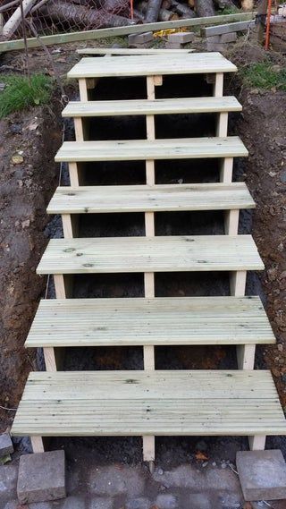 Easy Garden Stairs : 5 Steps (with Pictures) - Instructables Wooden Stairs Outdoor, Back Door Stairs, Hill Stairs, Hillside Steps, Railroad Ties Landscaping, Backyard Steps, How To Make Stairs, Diy Stairs Outdoor, Garden Slope