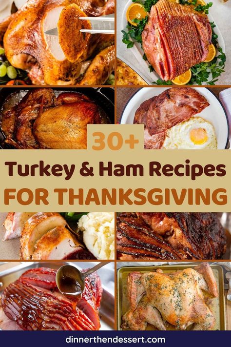 My ultimate collection of Baked Ham and Roast Turkey recipes for Thanksgiving! Includes ideas for leftovers and dinner for a small group. Overnight Turkey Recipe, Turkey Recipes For Thanksgiving, Slow Cooker Appetizers, Deep Fried Turkey, Turkey Gravy Recipe, Recipes For Thanksgiving, Roast Turkey Recipes, Ham Glaze Recipe, Thanksgiving Leftover Recipes