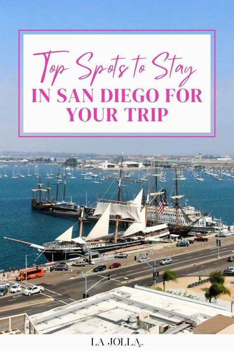 A panoramic view of a harbor showcasing historic sailing ships docked along the waterfront. San Diego Itinerary, Weekend In San Diego, San Diego Travel Guide, San Diego Neighborhoods, San Diego Vacation, California Travel Guide, San Diego Travel, Quiet Beach, Us Travel Destinations