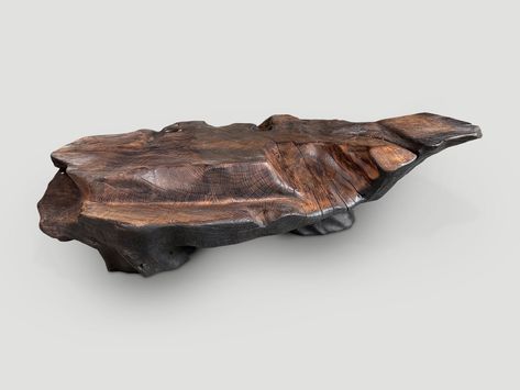 Charred Single Root Coffee Table 002MT - Andrianna Shamaris Organic Modern Furniture, Root Coffee Table, Modern Organic Design, Teak Coffee Table, Modern Organic, Organic Wood, Organic Design, Organic Form, The Leader