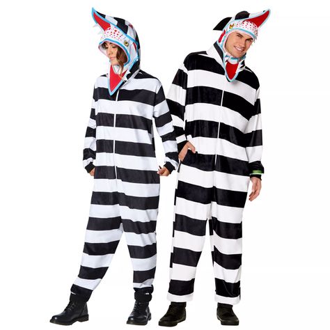 Adult Sandworm Jumpsuit - Beetlejuice - Spirithalloween.com Sandworm Costume, Worm Costume, Steampunk Womens Costume, Disney Baby Costumes, Sand Worm, Safari Costume, Black And White Jumpsuit, Prisoner Costume, Werewolf Costume