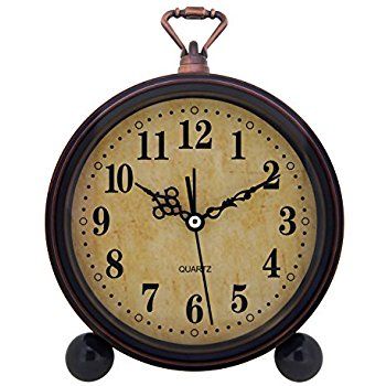 Konigswerk Vintage Retro Old Fashioned Decorative Quiet Non-ticking Sweep Second Hand, Quartz Analog Large Numerals Desk Clock, Battery Operated, Loud Alarm (Classic) Jam Alarm, Analog Alarm Clock, Vintage Alarm Clock, Desk Alarm Clock, Bedside Desk, Classic Desk, Retro Desk, Small Bedside, Vintage Alarm Clocks