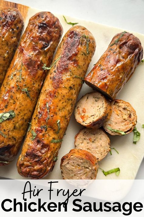 Air Fryer Chicken Sausage, Homemade Summer Sausage, Tahini Recipes, Spinach Feta Chicken, Sausage Kabobs, Chicken Sausage Recipes, Ninja Cooking System Recipes, Italian Chicken Sausage, Recipe Using Chicken