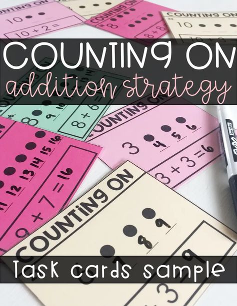 counting-on-task-cards-sample.pdf Math Tasks, Math Counting, Counting On, Math Task Cards, Math Time, Class Room, Task Cards, Free Kids, Room Ideas