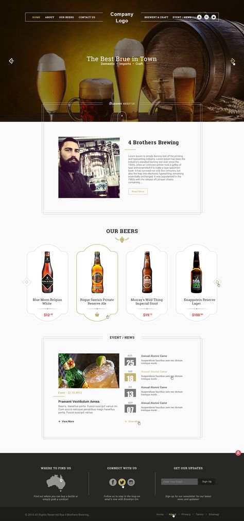 Beer Website, Web Design Template, Bar Website, Web Ideas, Social Branding, Beer Shop, Beer Brands, Beer Design, Web Themes