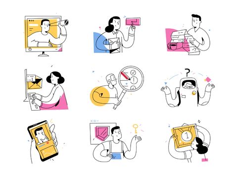 Do it illustrations ❤️ by Storytale for Craftwork on Dribbble Directory Design, Outline Illustration, Portfolio Design Layout, Website Illustration, Business Illustration, Design Jobs, People Illustration, Hippie Art, Flat Illustration